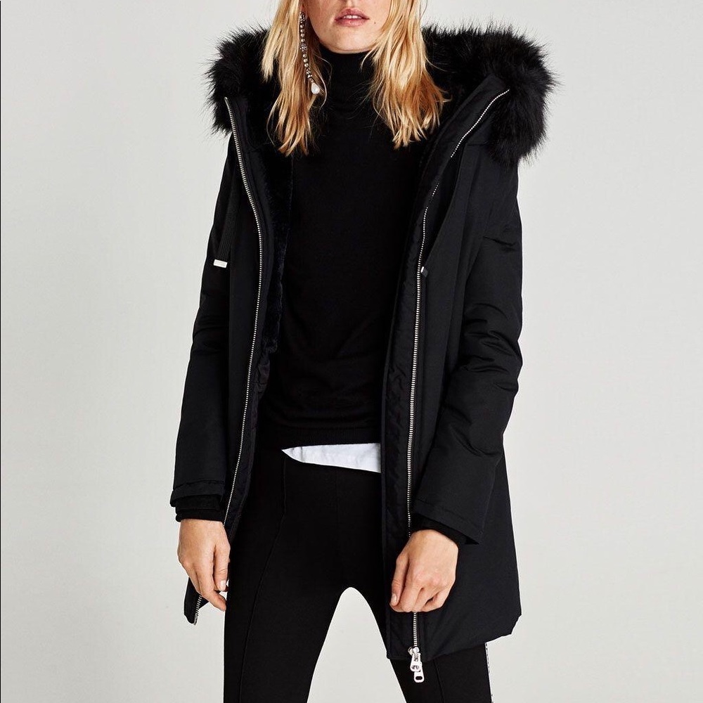 EUC Black Zara Parka Jacket
